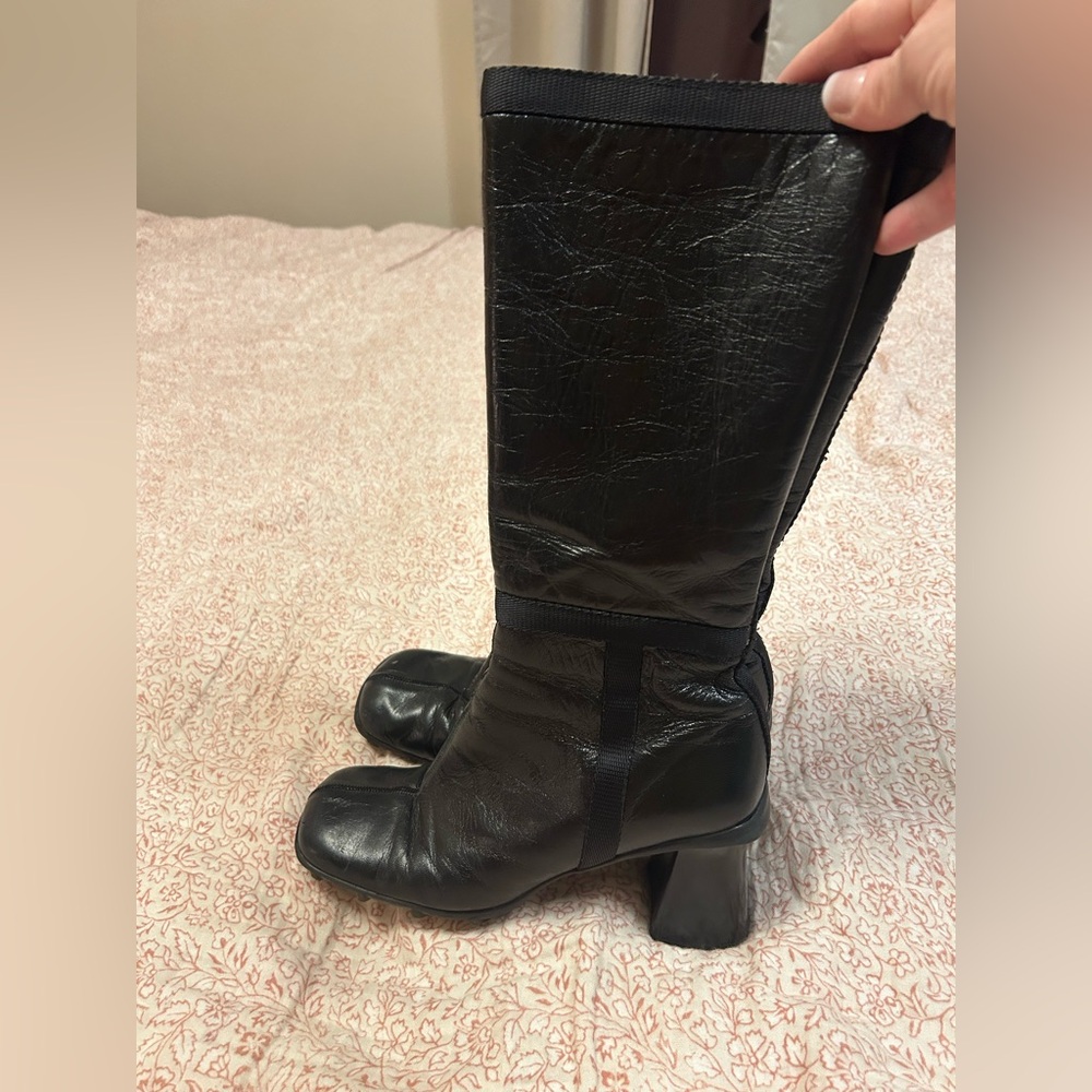 Vintage Miu Miu Black Heeled Leather Boots